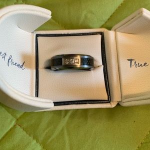 Tungsten wedding band with diamonds